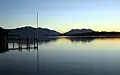View from Urfahrn of Bernau across the lake Chiemsee
