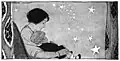 A mother holds her young child under the stars
