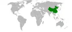 Map indicating locations of Portugal and China