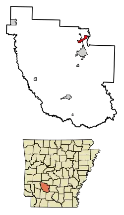 Location of Caddo Valley in Clark County, Arkansas.