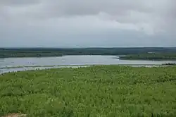 Claude lake as seen from the waste rock pile