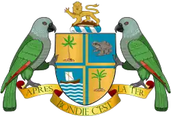 Coat of arms of Dominica (cross fillet counterchanged)
