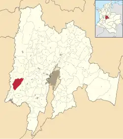 Location of the municipality and town inside Cundinamarca Department of Colombia