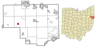 Location of Hanoverton in Columbiana County, Ohio.