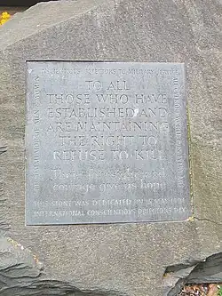 Conscientious Objectors Stone inscription