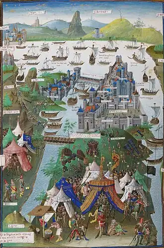 Tolkien called Minas Tirith a "Byzantine City" (Constantinople shown).[31]