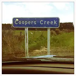 A sign saying 'Coopers Creek', in Canterbury, NZ.