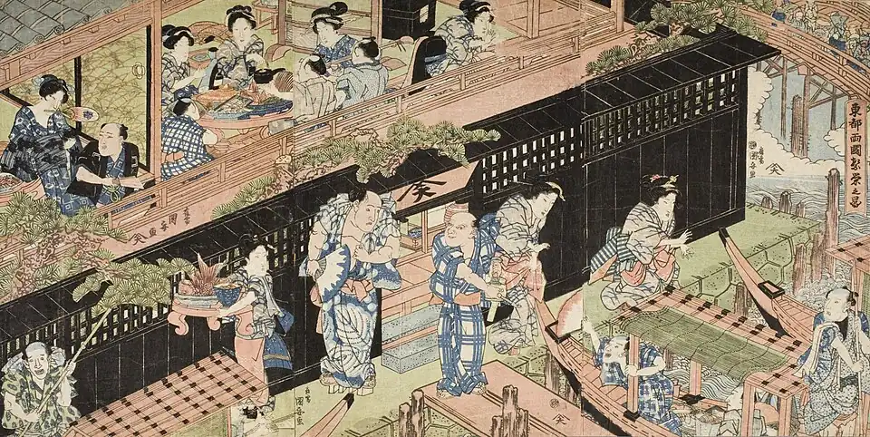 Crowds at Ryōgoku, c. 1820