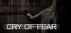 Computer generated graphic depicting a man wearing gray hoodie in a dark alley. His hand is on a concrete wall as he walks to the right with his back to the viewer. The game's title is on the lower third of the graphic, with a horizontal motion blur effect applied to the white letters.