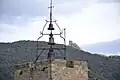 The view from Cucugnan over the church towards Quéribus Castle