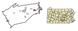 Location of Mechanicsburg in Cumberland County, Pennsylvania.