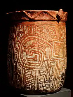 Cylindrical vessel. with incised geometric design Marajo island, Brazil, Joanes style, Marajoara phase, 400–1000 CE