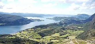View of Fjaler to the left of the fjord