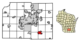 Location of Stoughton in Dane County, Wisconsin