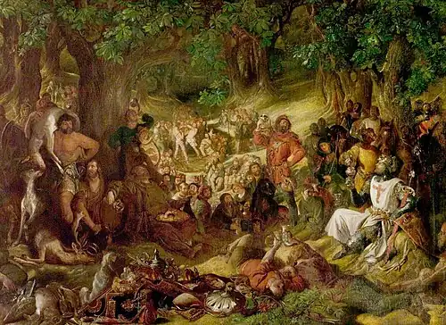Robin Hood and His Merry Men Entertaining Richard the Lionheart in Sherwood Forest by Daniel Maclise, 1839