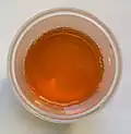 Dark urine due to low fluid intake.