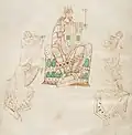 11th century A.D., France David playing lyre with his and his musicians (playing coradoiz, harp, panpipes and rebec.