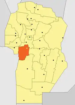 Location of Calamuchita Department in Córdoba Province