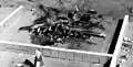 A destroyed US Air Force Lockheed C-130 Hercules in Vietnam, c. 1967