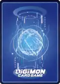 Cardback of the Digimon CCG from 2003, the latest iteration of the CCG.