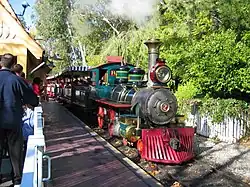 Amusement-park train with a replica steam engine