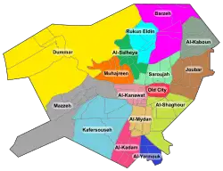 Joubar on the District map of Damascus