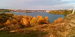 Image 12 Dnieper Hydroelectric Station as seen from Khortytsia island near Zaporizhzhia, Ukraine
