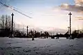 The EPFL esplanade and the Alps in winter