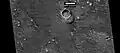Cones along with a band of material of unknown origin. Picture taken with HiRISE under HiWish program.