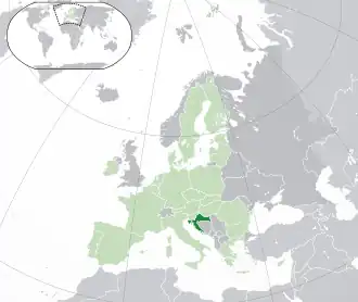 Map indicating locations of Croatia and European Union