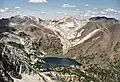 Sacajawea Peak in upper right corner. Matterhorn upper left, Ice Lake centered