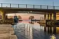 Bridge over port on the shore of Lake Peipus