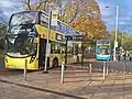 Stagecoach Manchester buses awaiting for departure in October 2024