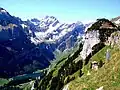 View of Altmann (center) and Säntis (right) from Ebenalp