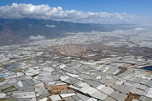 "Sea of plastic" and the town of El Ejido