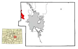 This map shows the incorporated and unincorporated areas in El Paso County, Colorado, highlighting Cascade-Chipita Park in red.
