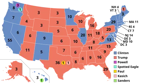 Electoral map, 2016 election