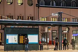 Bus stop at the square.