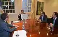 Mauricio Macri alongside Satellogic directives after the launch of Fresco and Batata