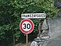 A village entry sign