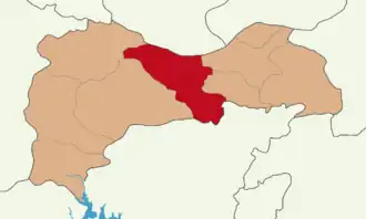 Map showing Erzincan District in Erzincan Province