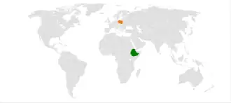 Map indicating locations of Ethiopia and Poland