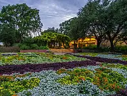 Area of the gardens during evening.