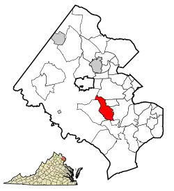 Location of West Springfield in Fairfax County, Virginia
