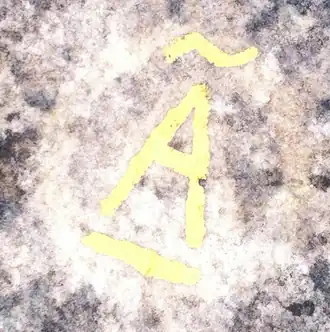 "Arrivée": last rock of a route (Pignon Poteau)