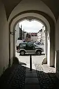 In Germany, this traffic bollard has made the surrounding guard stones redundant