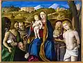 Madonna and Child with the Donor among Saints John the Baptist, Francis, Hieronymus, and Sebastian