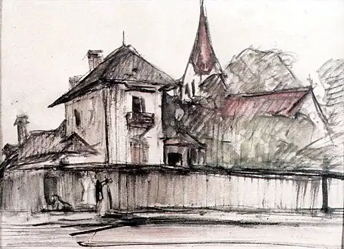The house from Târgoviște - by Gh. Petrașcu