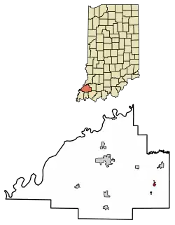 Location of Somerville in Gibson County, Indiana.