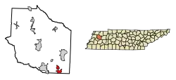 Location of Medina in Gibson County, Tennessee.